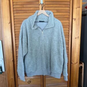 Ralph Lauren Gray Half-Zip Sherpa Sweatshirt